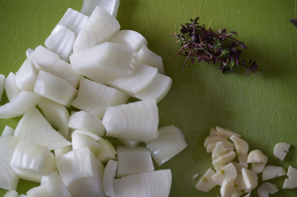 the onion and garlic preped