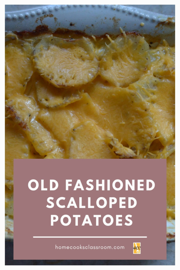 The pintrest image for scalloped potatoes