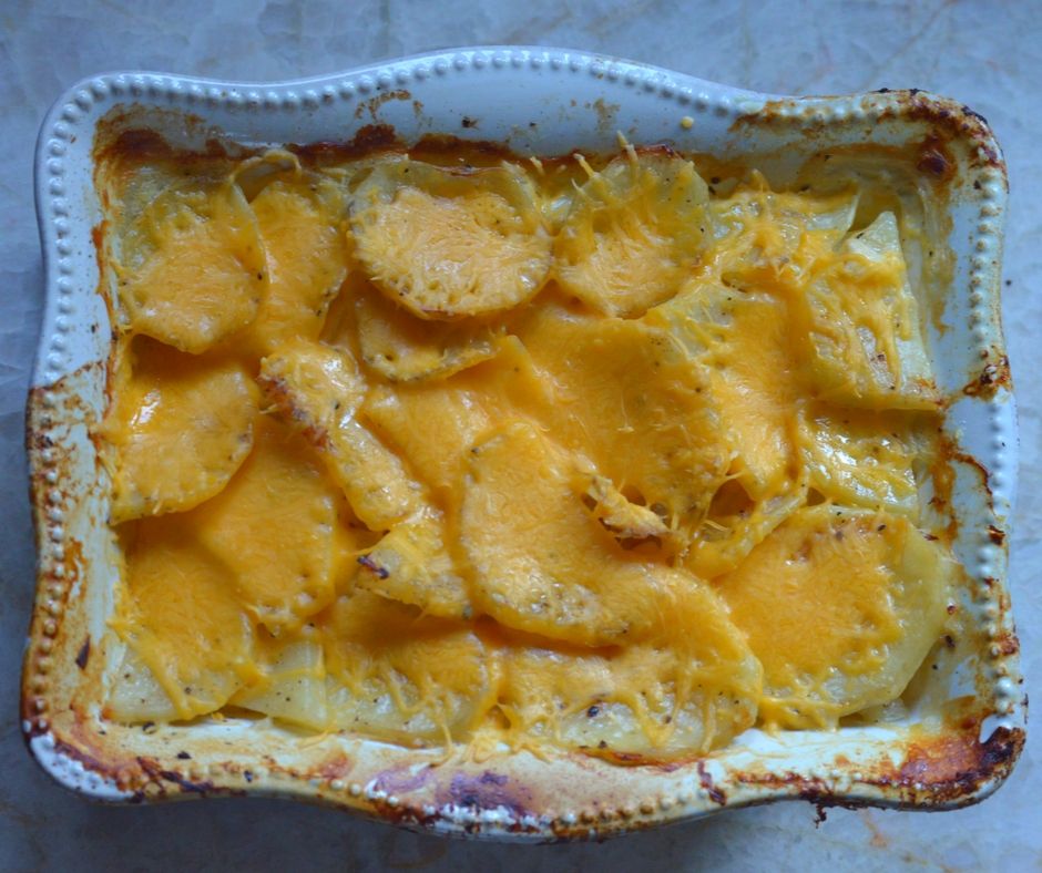the finished scalloped potatoes