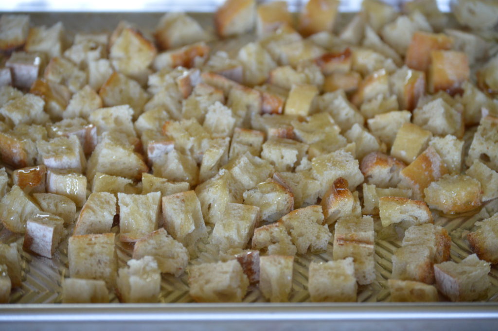 the croutons before baking