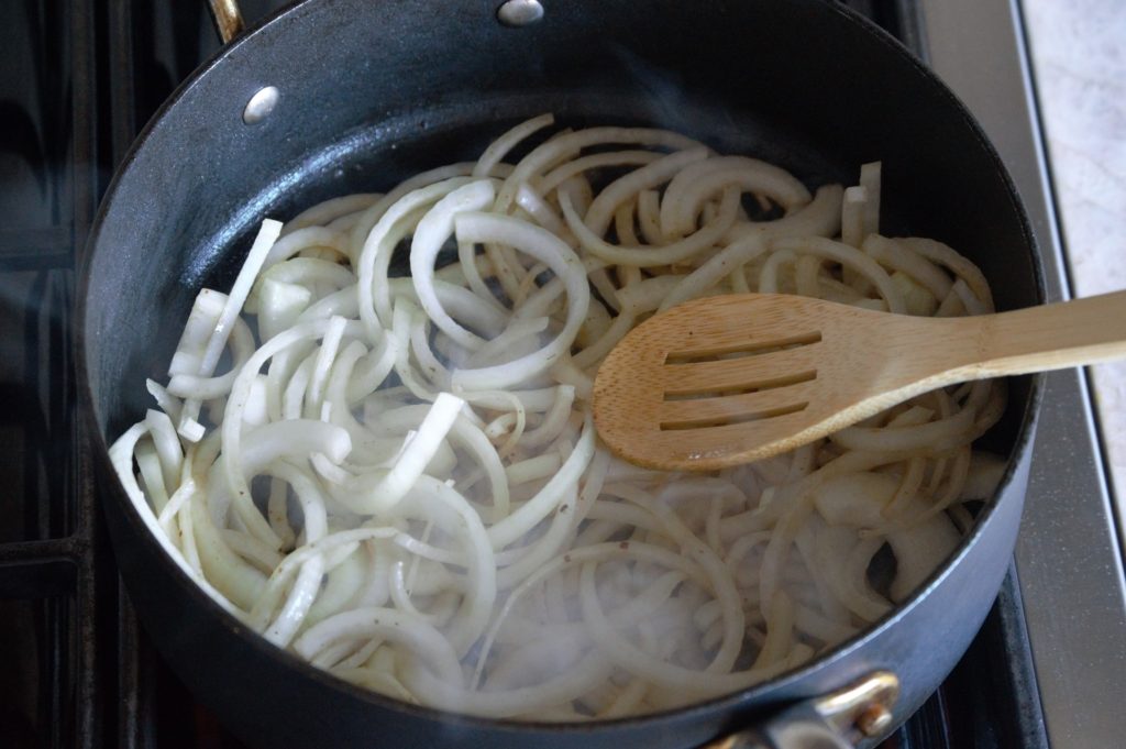 sauteing the onions