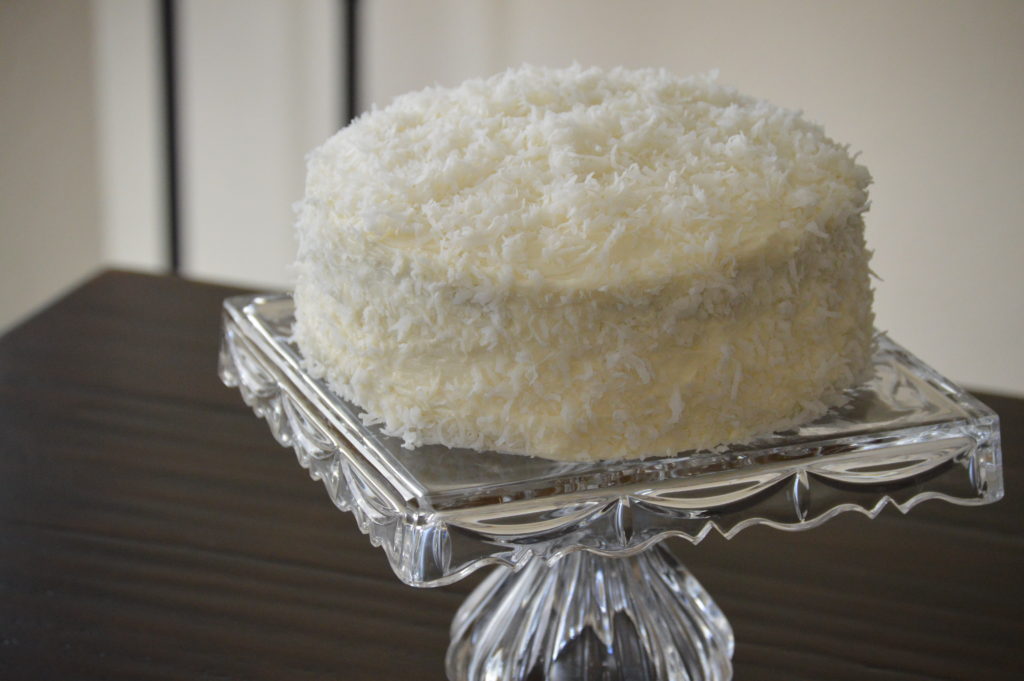 The layered coconut cake.