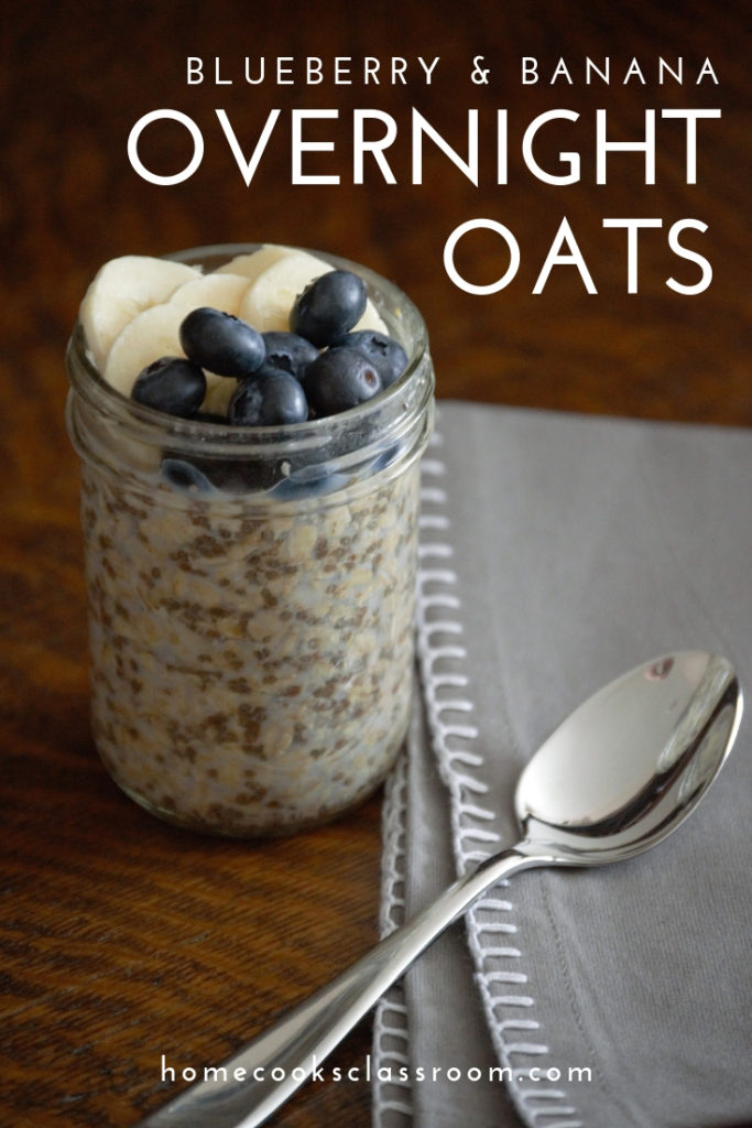 The pintrest photo for blueberry banana overnight oats