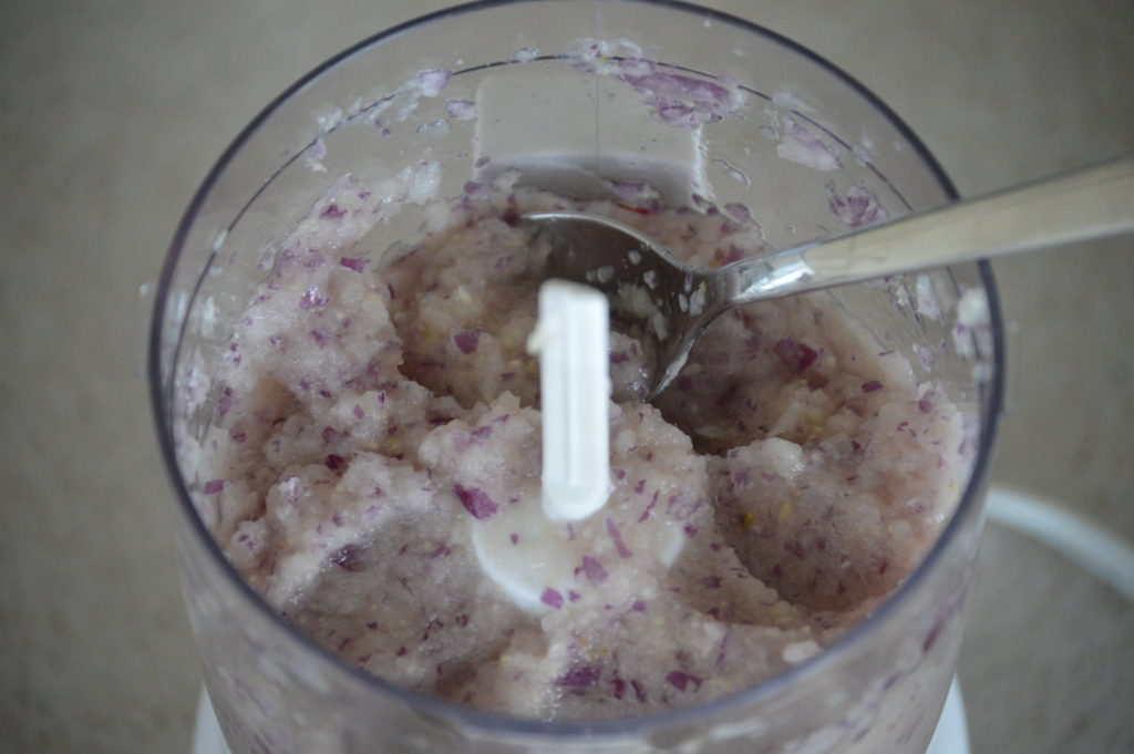The onion mixture blended