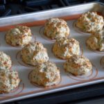 The cheddar chive biscuits cooked and out of the oven