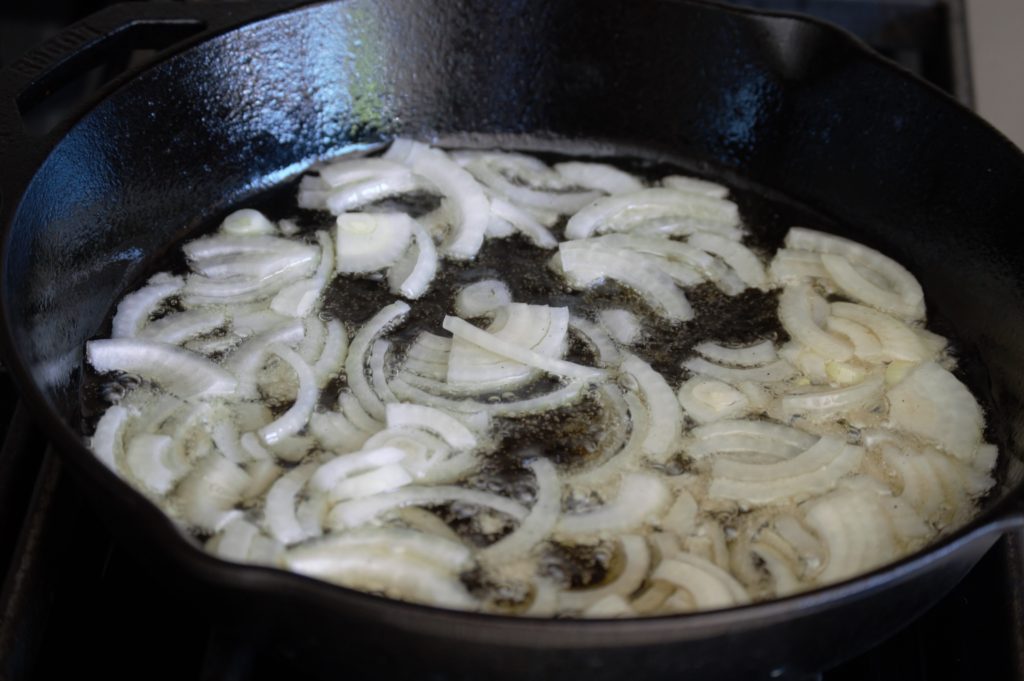 frying up the onions