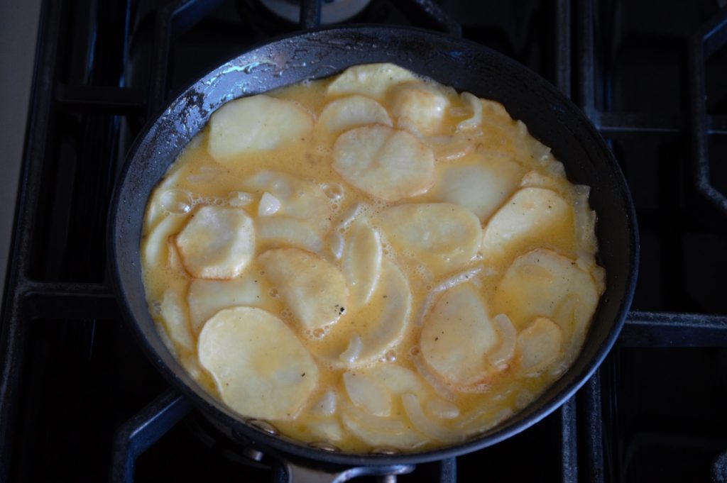 the spanish tortilla before going in the oven