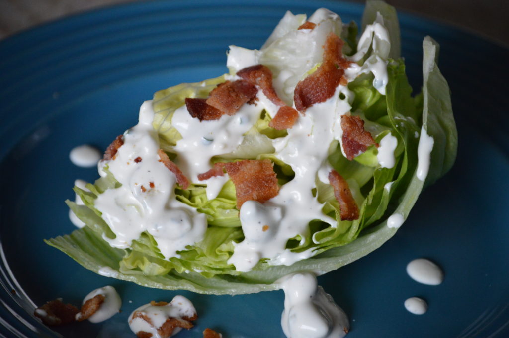 the blue cheese on a wedge salad