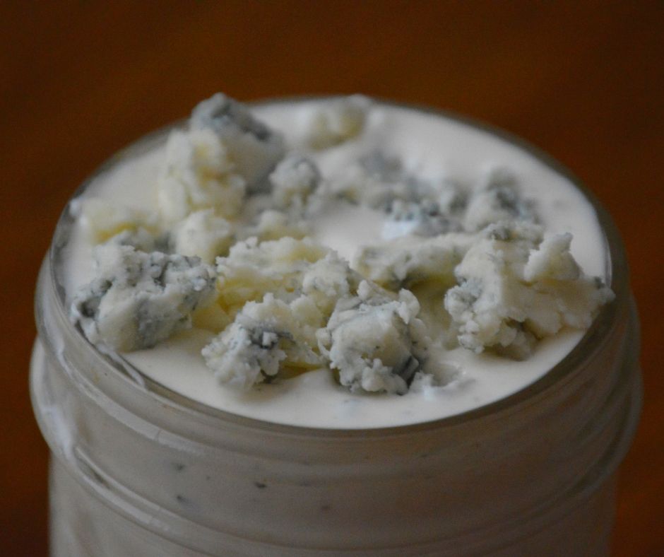 the finished blue cheese dressing
