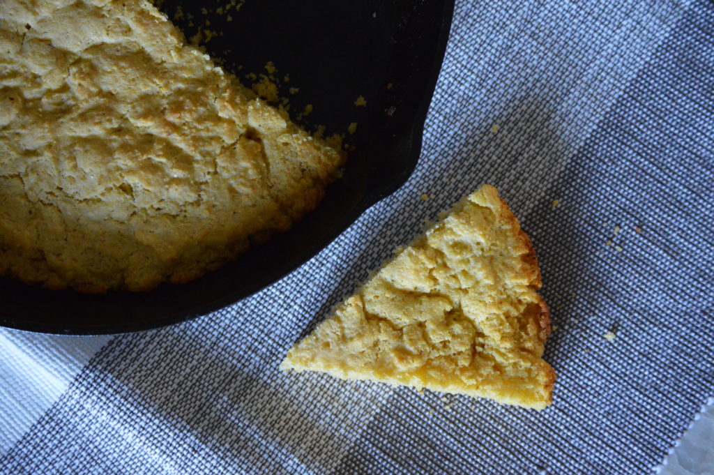 a slice of the corn bread