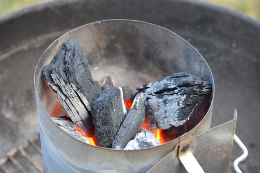 the hot charcoal