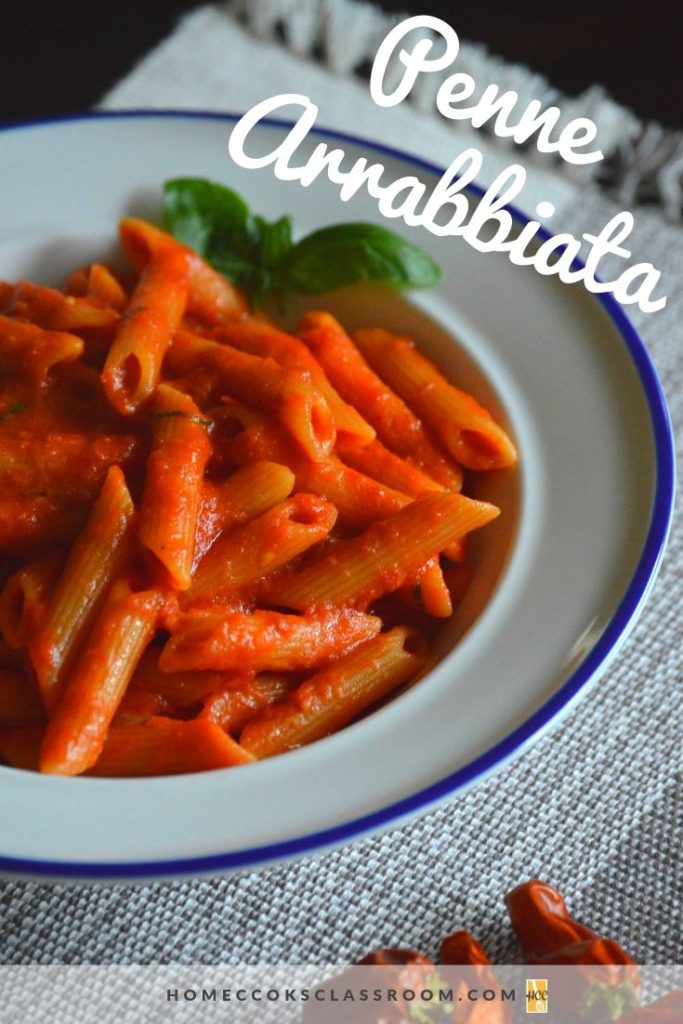 the pintreast image of the penne arrabbiata