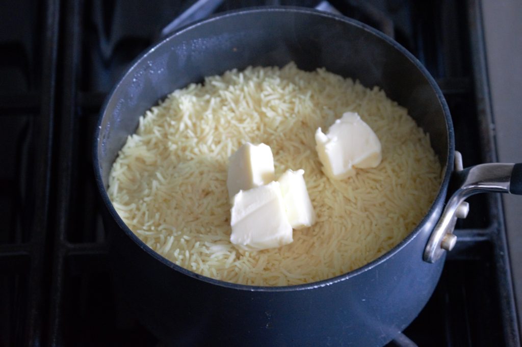 butter added to saffron rice