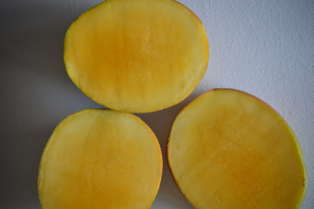 the three mango pieces