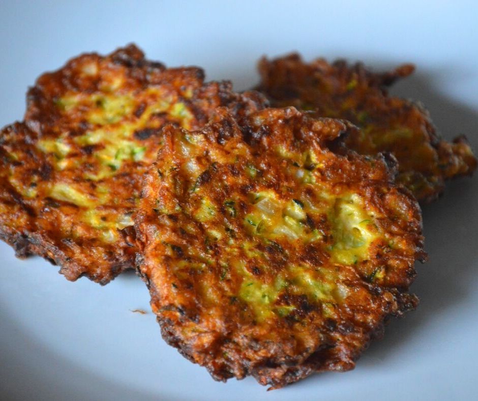 the finished summer squash fritters
