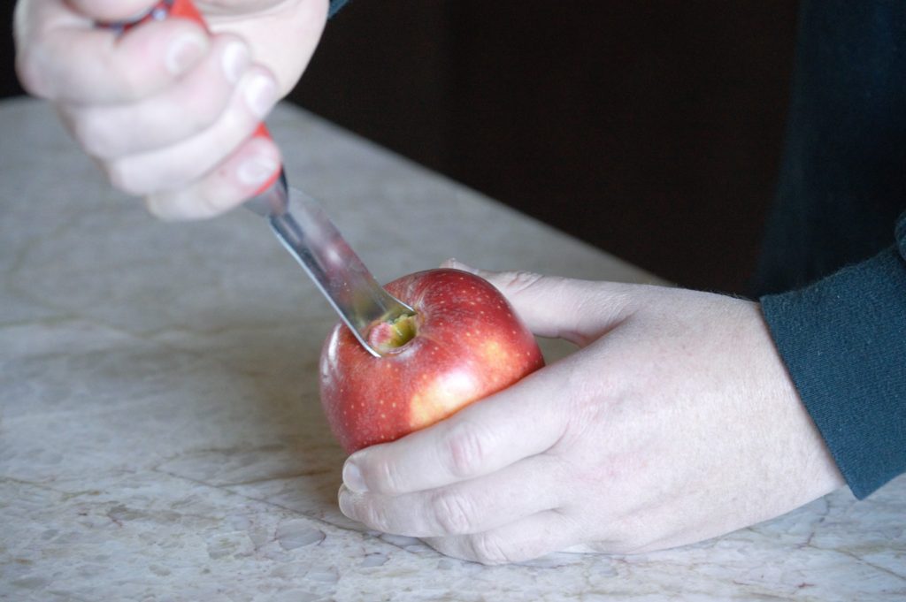 coring out the apples