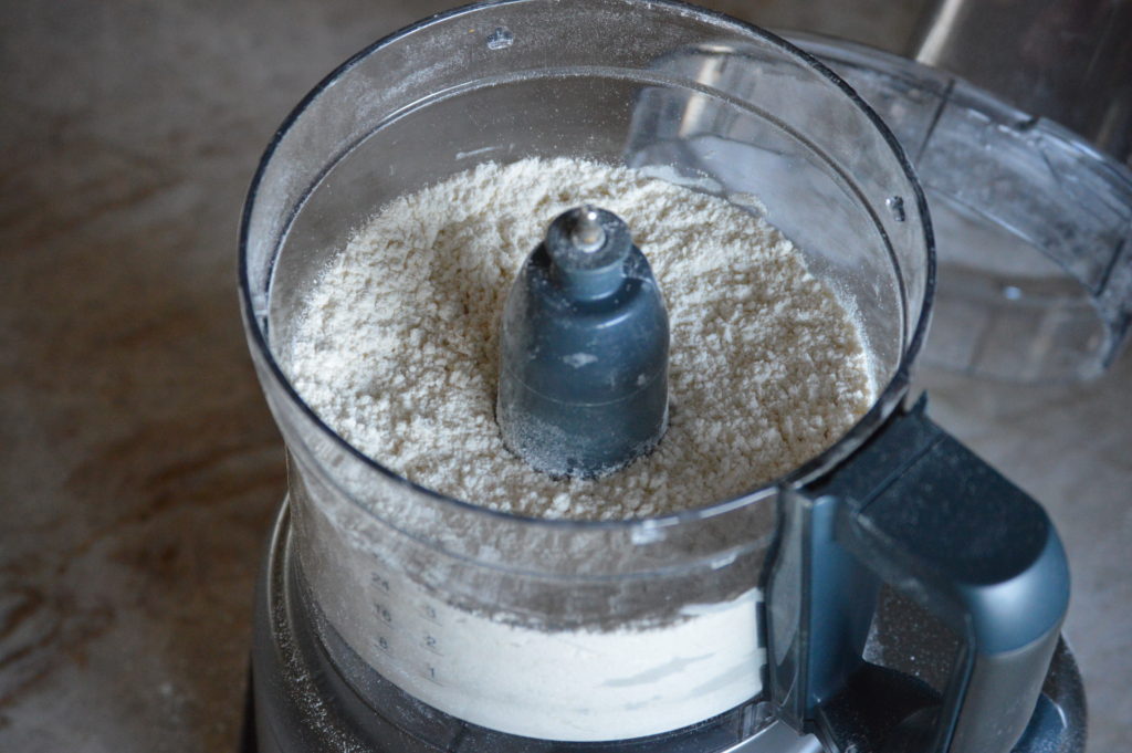 the butter pulsed into the dry ingredients