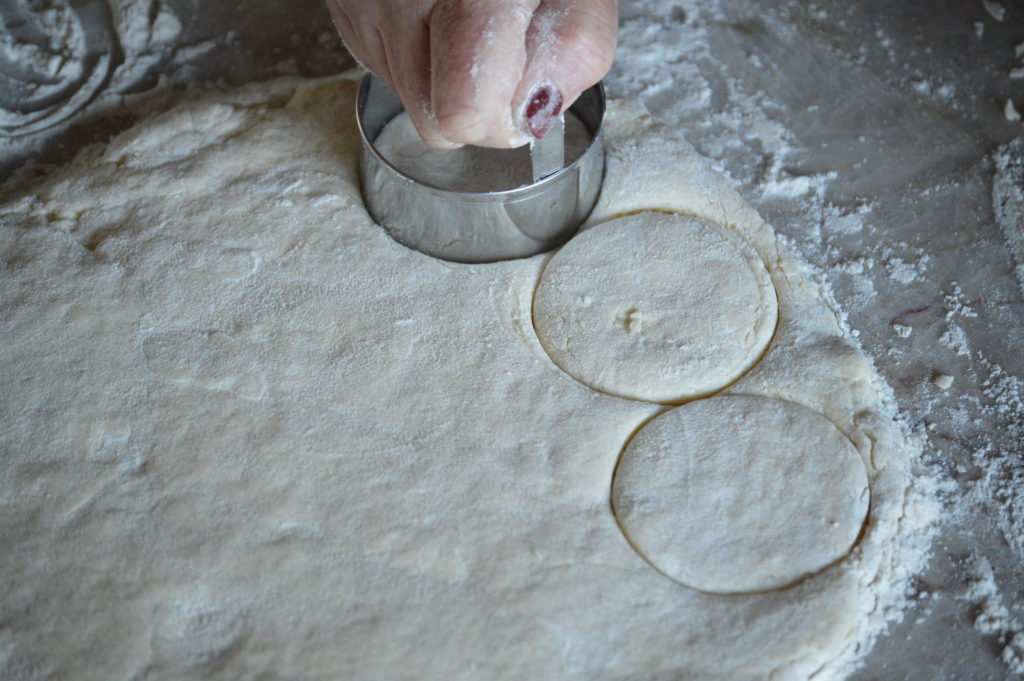 cutting out the English scones