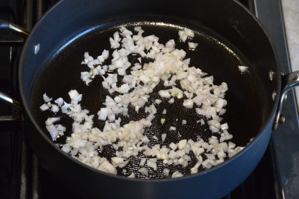 sauteing the shallots