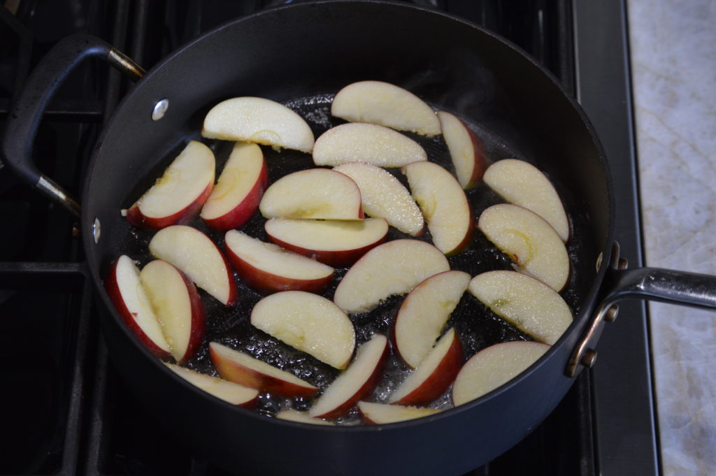 sauteing the apples
