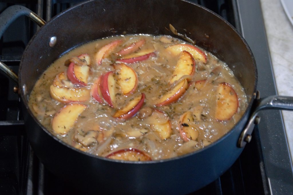 the apples are added back to the pan