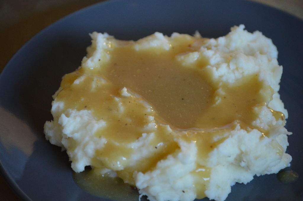 gravy over mashed potatoes