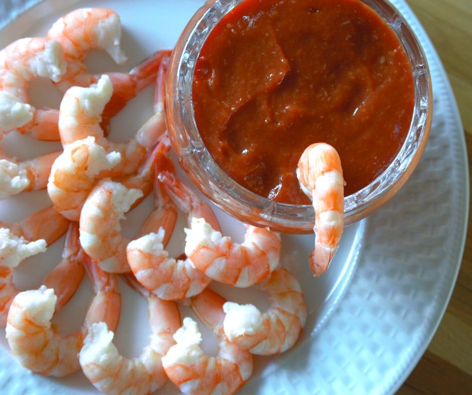 the shrimp with cocktail sauce