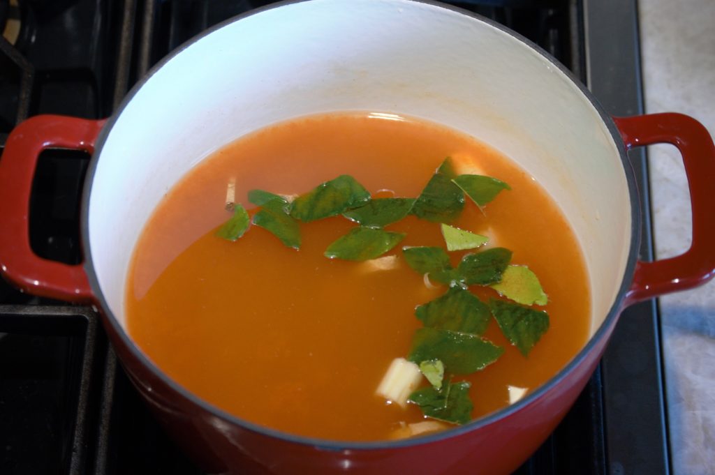 building our tom yum with aromatics