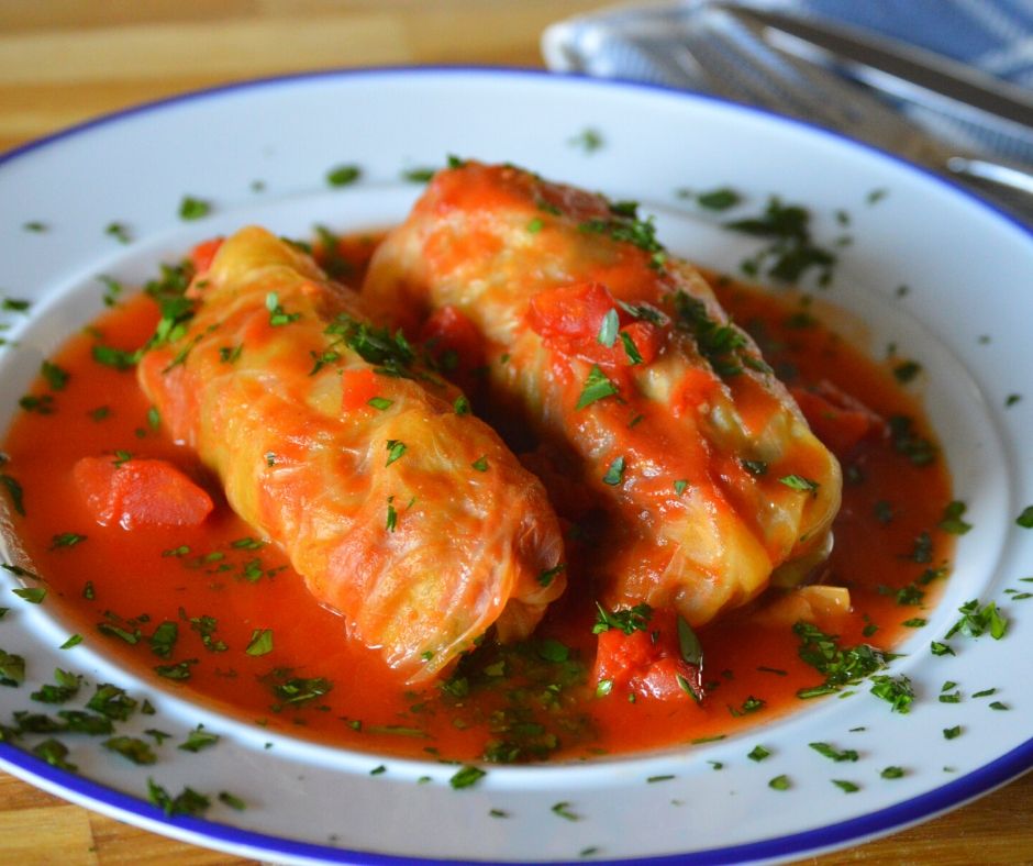 the finished cabbage rolls