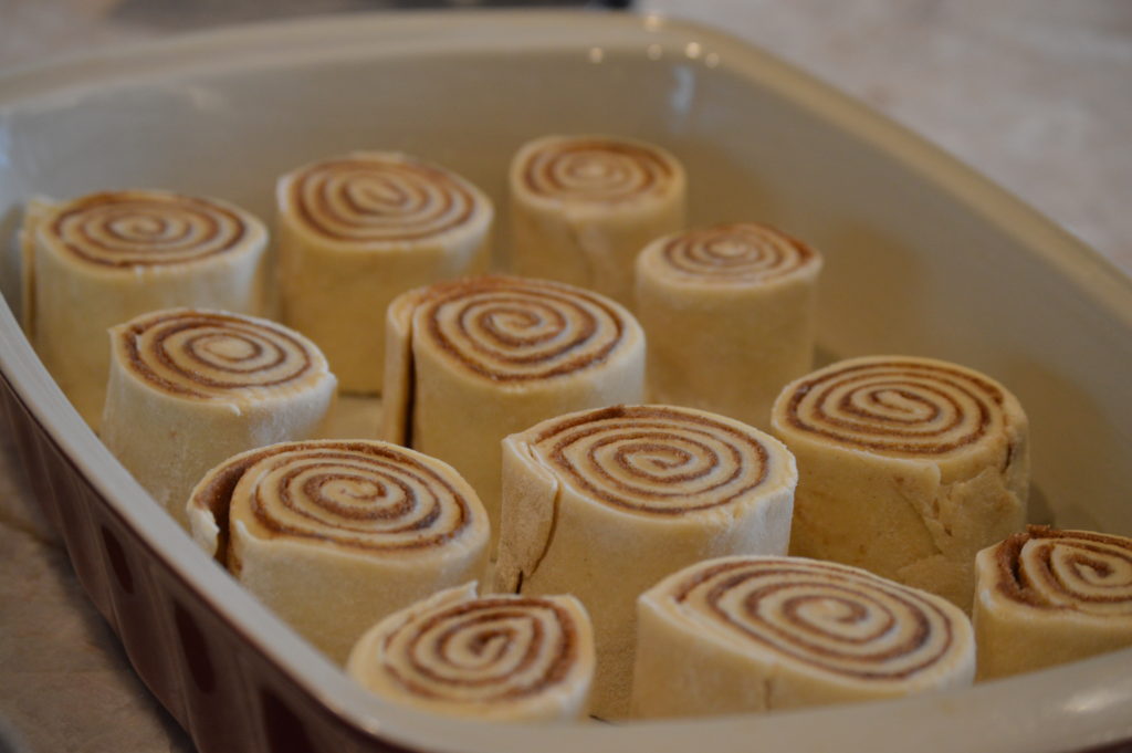 letting the cinnamon rolls rise before baking