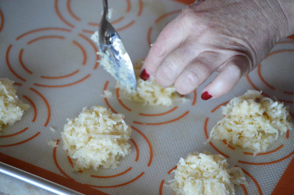 placing the coconut macaroons out before baking them