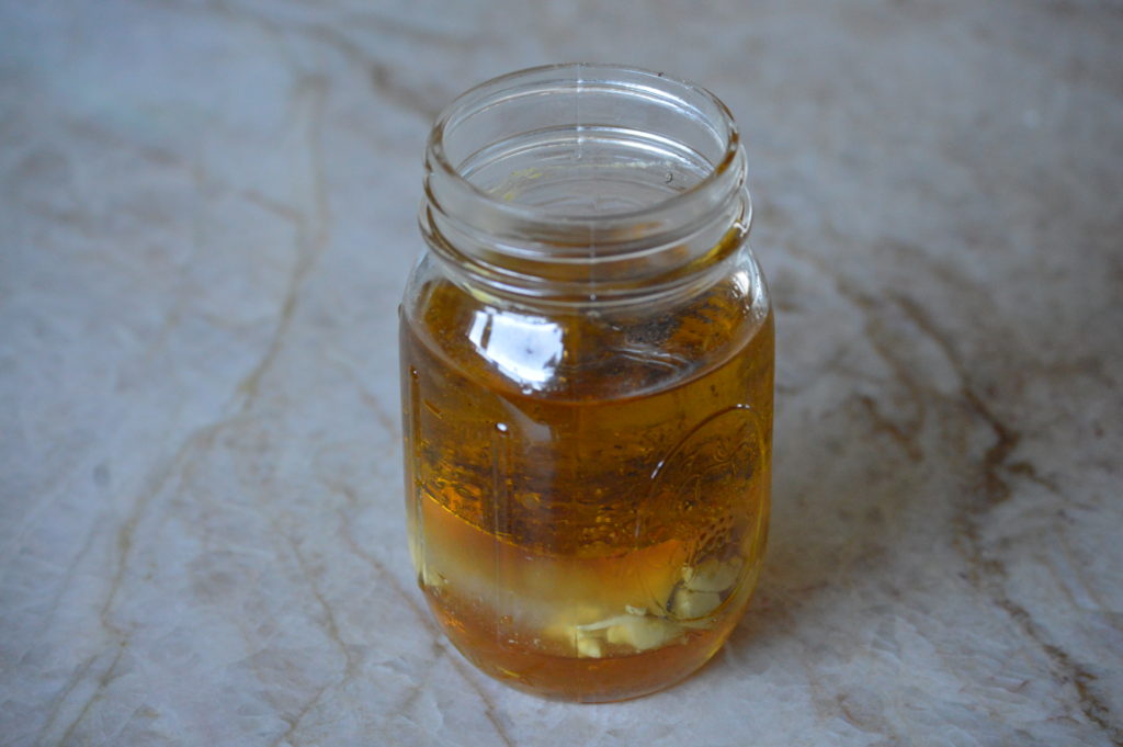 the ingredients for the dressing in a jar