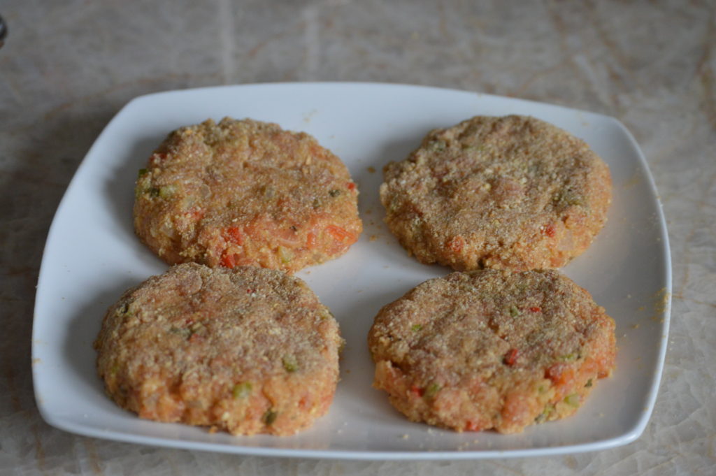 the salmon cakes are formed