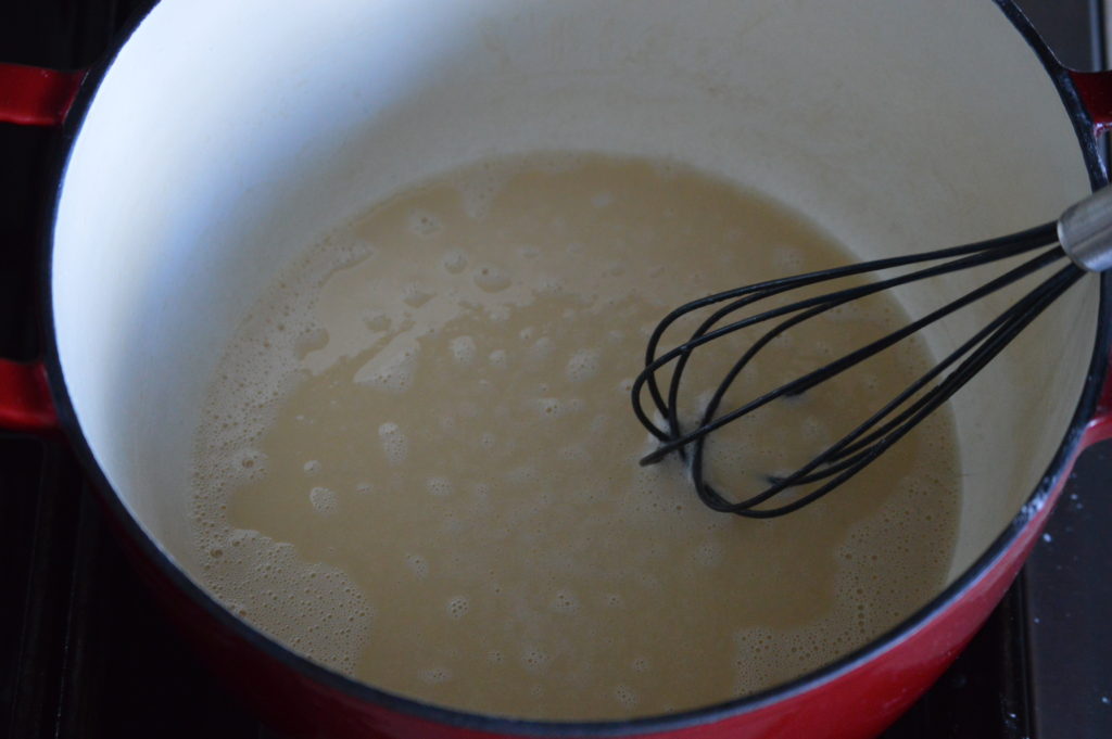 the roux whisked together