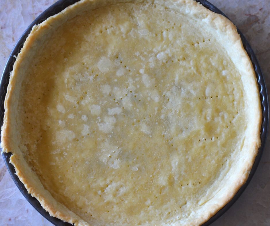 a pie crust after blind baking it