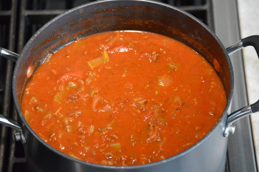the chili after its simmered and thickened for 3 hours