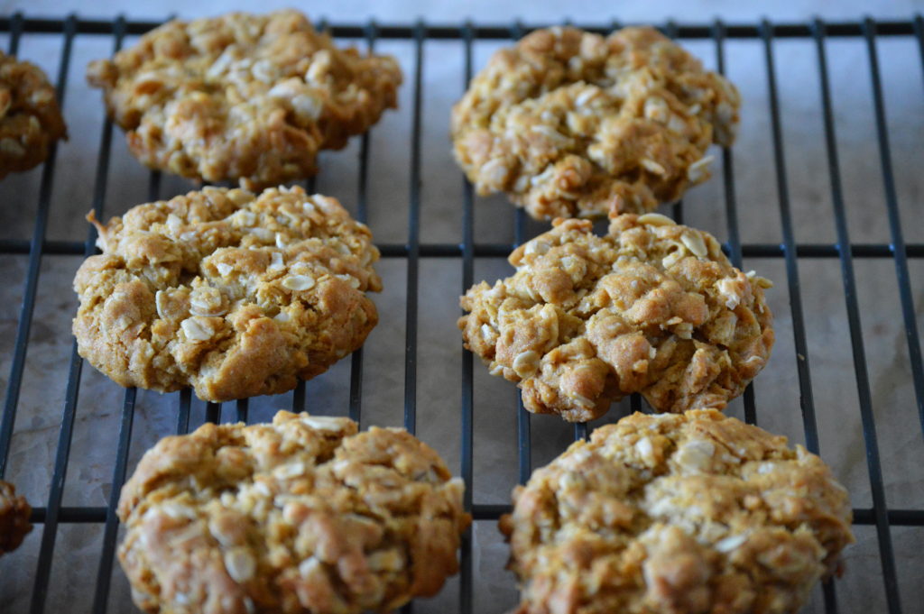 the ANZAC biscuits cooling on a wire rack