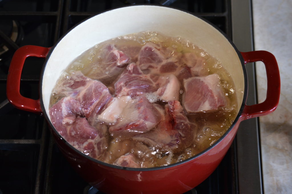 frying up the pork