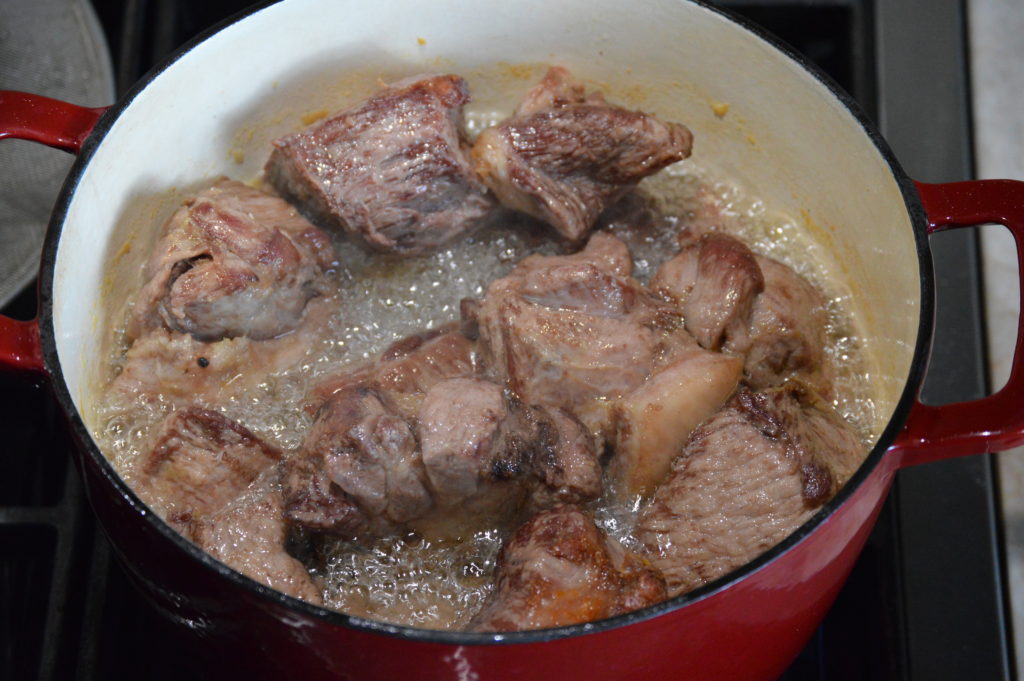 the browned up pork
