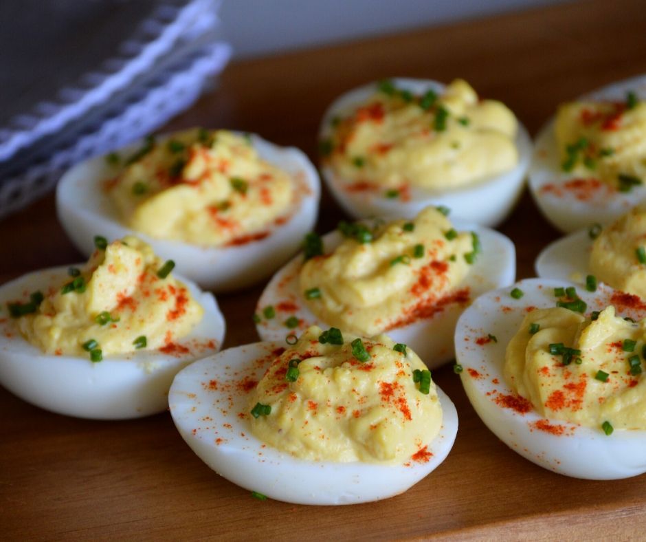 the finished deviled eggs