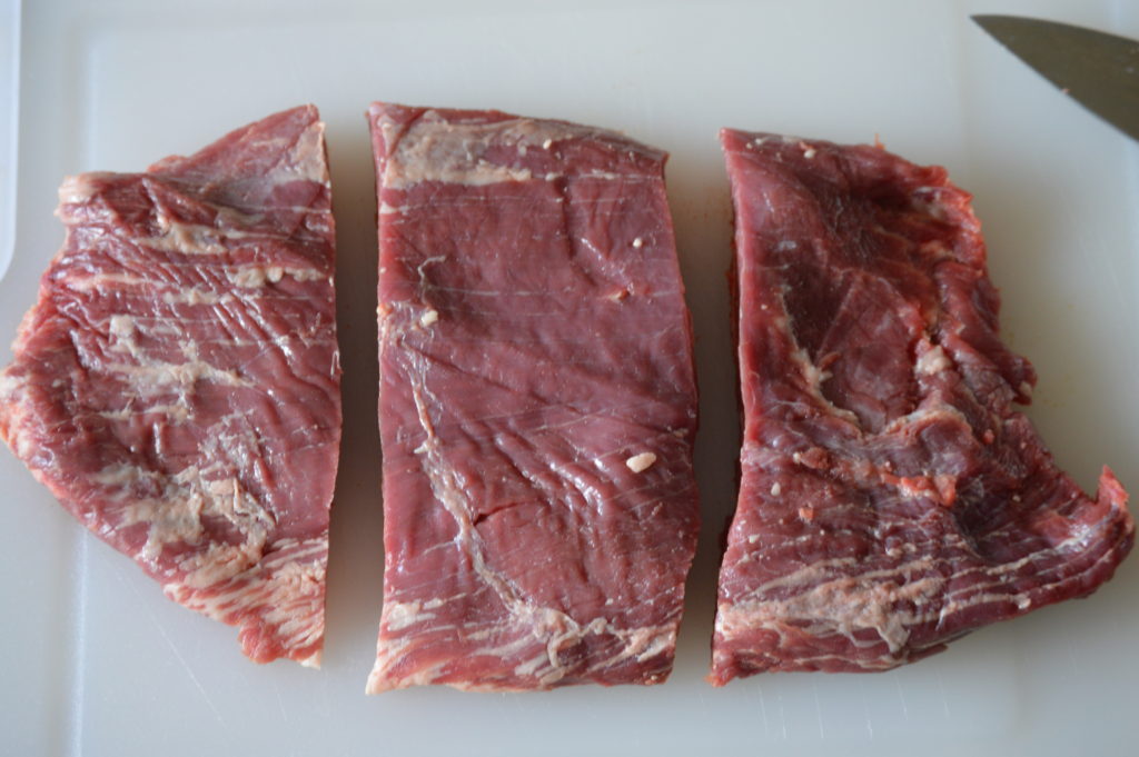 the flank steak cut up