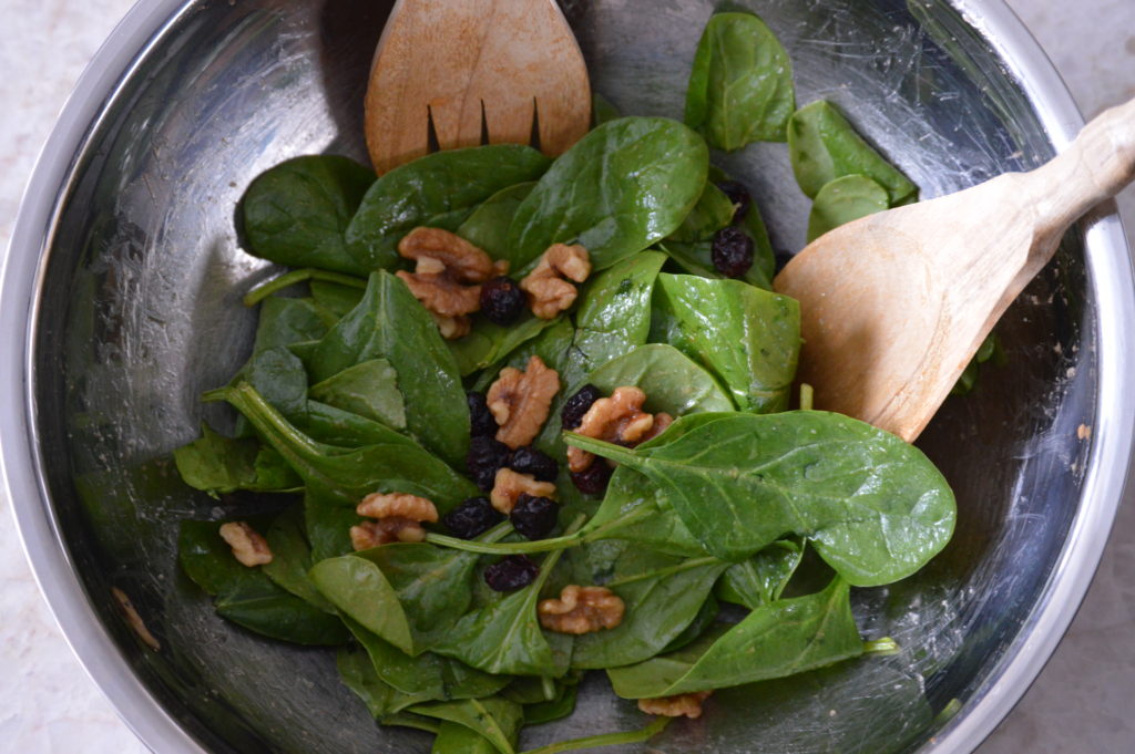 the sweet spinach salad tossed together