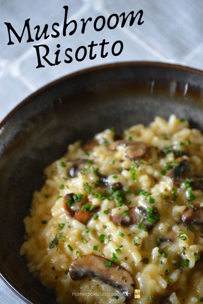 the pintrest image of the mushroom risotto