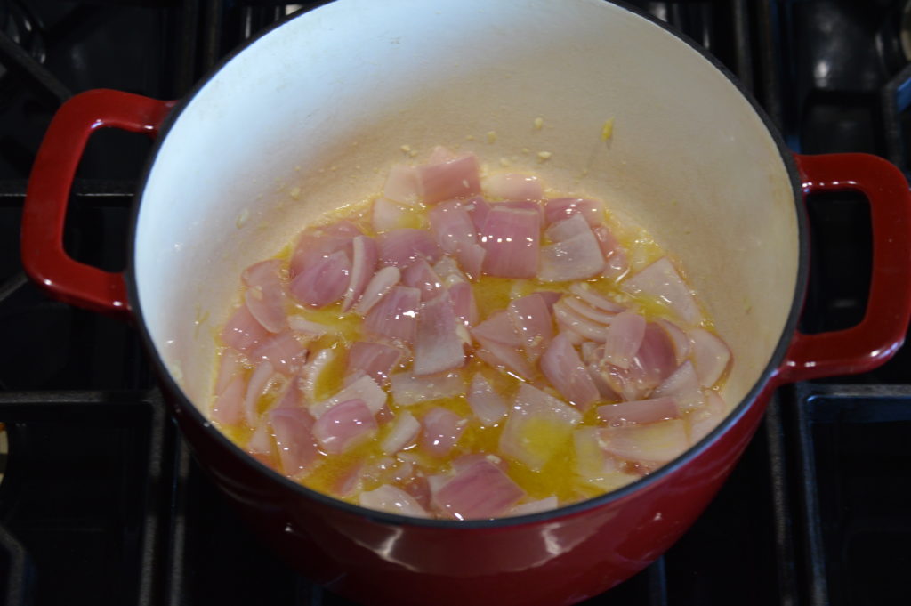 deglazing the pan with wine