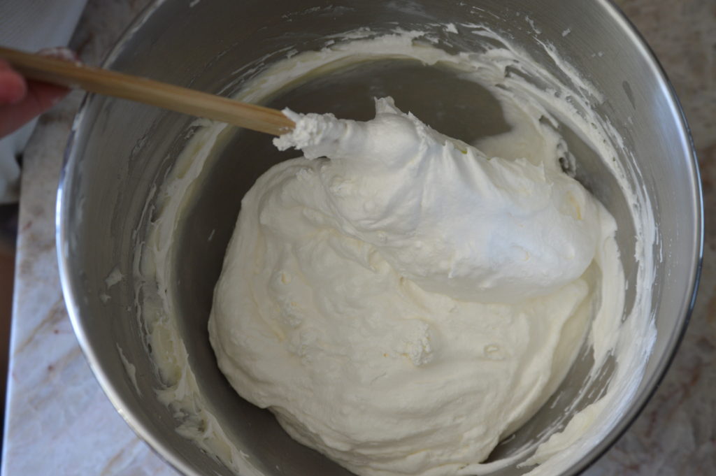folding the whipped cream in