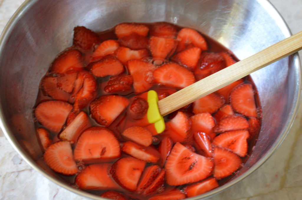 the strawberries in the jello