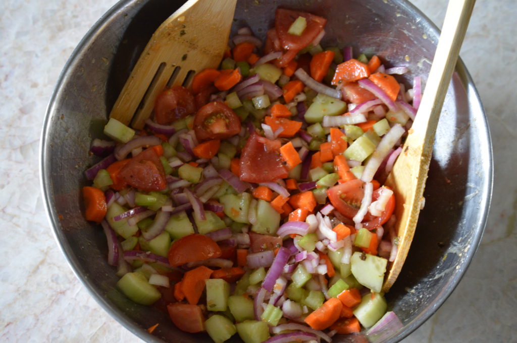the vegetables tossed with the italian dressing