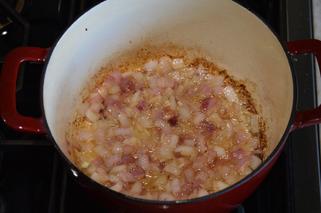 sauteing the onions and garlic