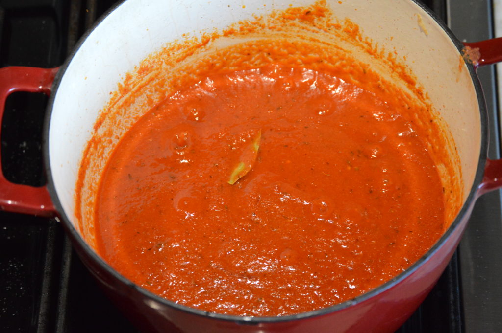 the tomato pepper sauce added