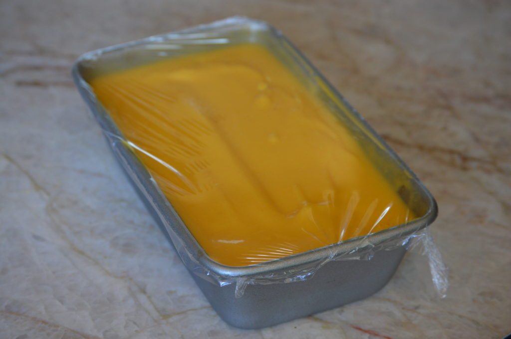 the mango sorbet before going into the freezer